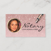 公証人ローン署名エージェント赤面バラ金ゴールド写真 名刺 (正面)