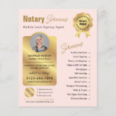 公証人ローン署名エージェント赤面ピンク&金ゴールド写真 チラシ (正面)