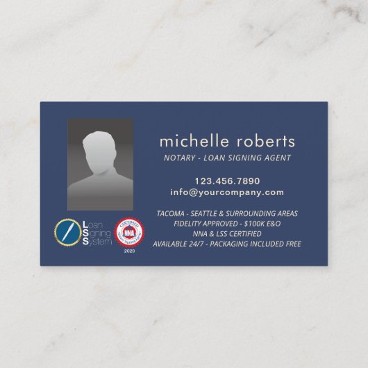 公証人ローン署名エージェント金ゴールドイーグルロゴ写真 名刺 (裏面)