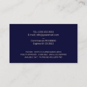 公証人ローン署名エージェント金ゴールドクイルペンのロゴ海軍 名刺 (裏面)