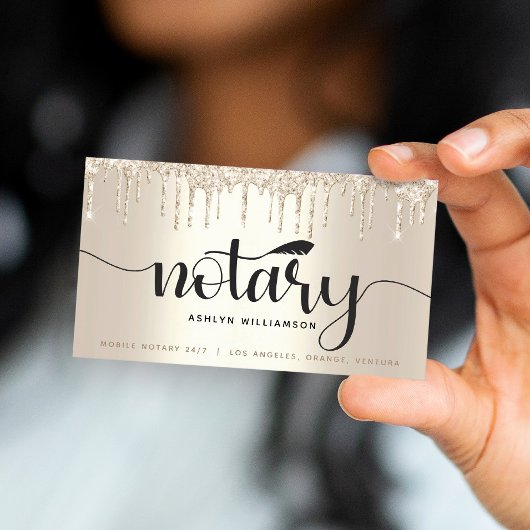 公証人ローン署名エージェント金ゴールドグリッタードリップスクリプト 名刺