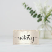 公証人ローン署名エージェント金ゴールドグリッタードリップスクリプト 名刺 (スタンド正面)