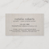 公証人ローン署名エージェント金ゴールドスクリプトClasy Linen 名刺 (裏面)