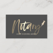 公証人ローン署名エージェント金ゴールドタイポグラフィグレー 名刺 (正面)