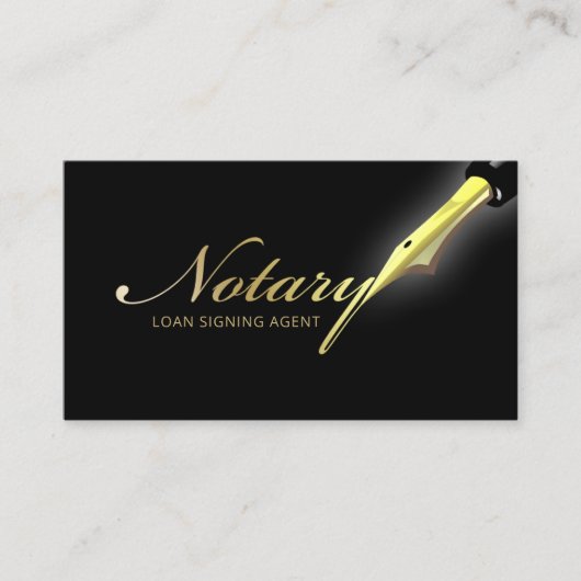 公証人ローン署名エージェント金ゴールド黒ペン 名刺 (正面)