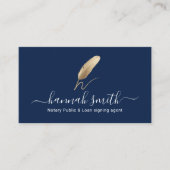 公証人ローン署名エージェント金ゴールドQuillロゴ海軍 名刺 (正面)