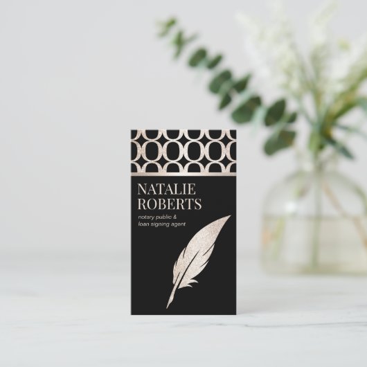 公証人ローン署名エージェント高級金ゴールドクイルペン 名刺 (スタンド正面)