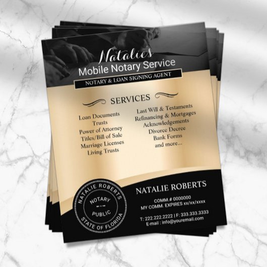 公証人ローン署名エージェント ブラック＆ゴールド チラシ