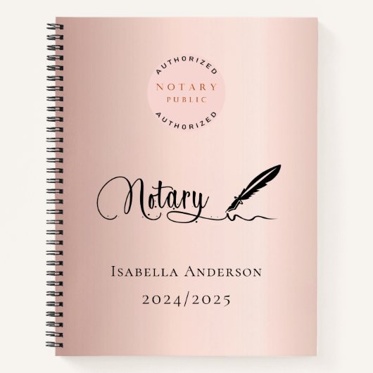 公証人ローン署名エージェント ローズゴールド ノートブック (正面)