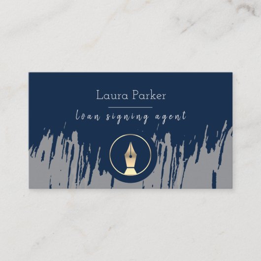 公証人ローン署名エージェントNibグレー金ゴールドライター 名刺 (正面)