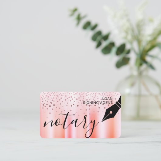 公証人ローン署名エージェントNibロゴ税バラ金ゴールド 名刺 (スタンド正面)