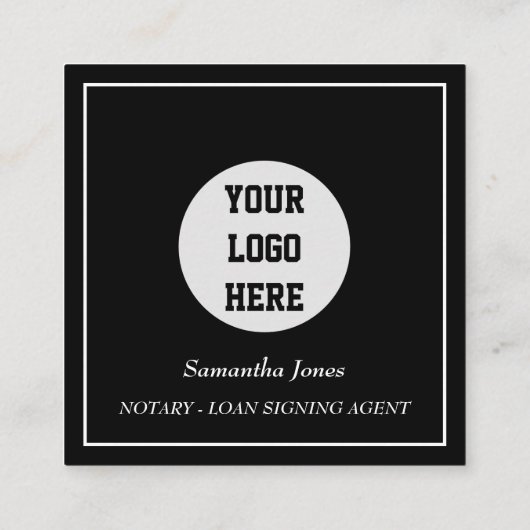 公証人ローン署名エージェントQRコードスキャン可能ブラック スクエア名刺 (裏面)