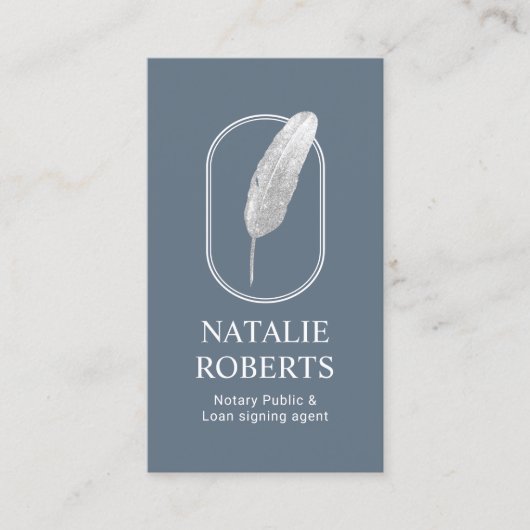 公証人ローン署名エージェントQuillロゴほこりっぽいブルー 名刺 (正面)