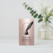 公証人ローン署名エージェントQuillロゴバラ金ゴールド 名刺 (スタンド正面)