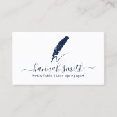 公証人ローン署名エージェントQuillロゴPlain Navy 名刺 (正面)