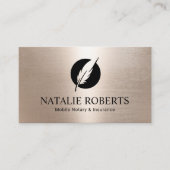 公証人ローン署名エージェンモダントの金ゴールドクイルロゴ 名刺 (正面)