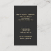 公証人ローン署名エージェンモダントの金ゴールドクイルロゴ 名刺 (裏面)