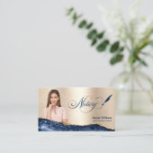 公証人ローン署名エージェンモダントネイビー・ブルー・アゲート 名刺 (スタンド正面)