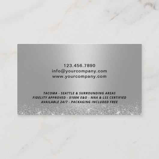 公証人ローン署名エージェンモダント黒い写真 名刺 (裏面)