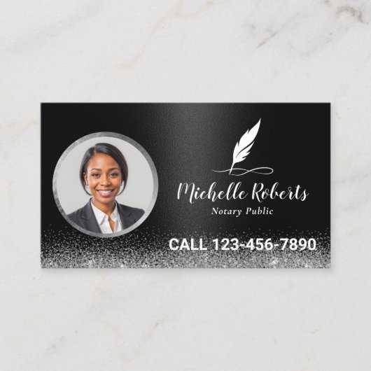 公証人ローン署名エージェンモダント黒い写真 名刺 (正面)