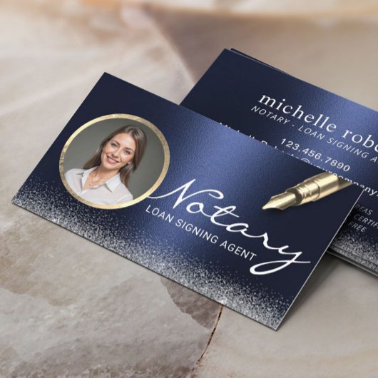 公証人ローン署名エージェンモダントNavy Blue Photo 名刺