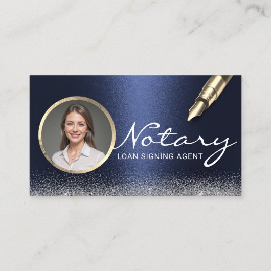 公証人ローン署名エージェンモダントNavy Blue Photo 名刺 (正面)