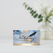 公証人ローン署名エージェン縁どトの金ゴールドと水の色 名刺 (スタンド正面)