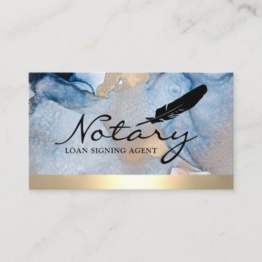 公証人ローン署名エージェン縁どトの金ゴールドと水の色 名刺 (正面)
