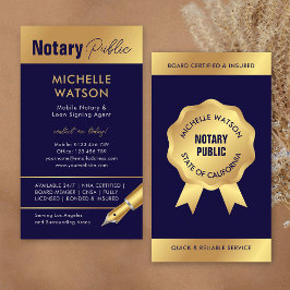 公証人ローン署名モダンエージェント海軍と金ゴールド 名刺