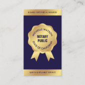 公証人ローン署名モダンエージェント海軍と金ゴールド 名刺 (正面)