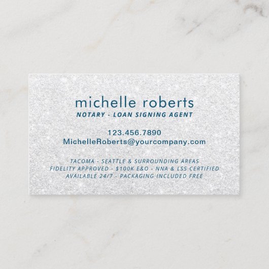 公証人ローン署名代理人ネイビーブルーシルバーグリッター 名刺 (裏面)