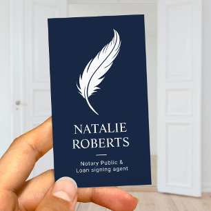 公証人ローン署名代理人フェザーQuill Pen Navy 名刺