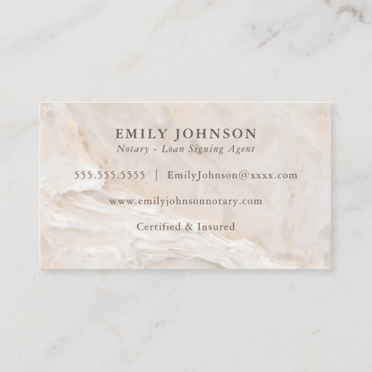 公証人ローン署名代理人ベージュ大理石 名刺 (裏面)