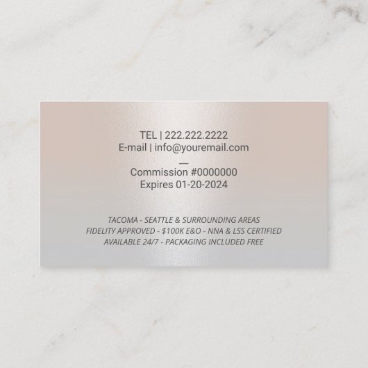 公証人ローン署名代理人ペンNibロゴシルバー 名刺 (裏面)