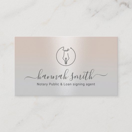 公証人ローン署名代理人ペンNibロゴシルバー 名刺 (正面)