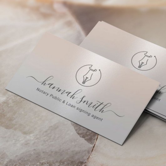 公証人ローン署名代理人ペンNibロゴシルバー 名刺