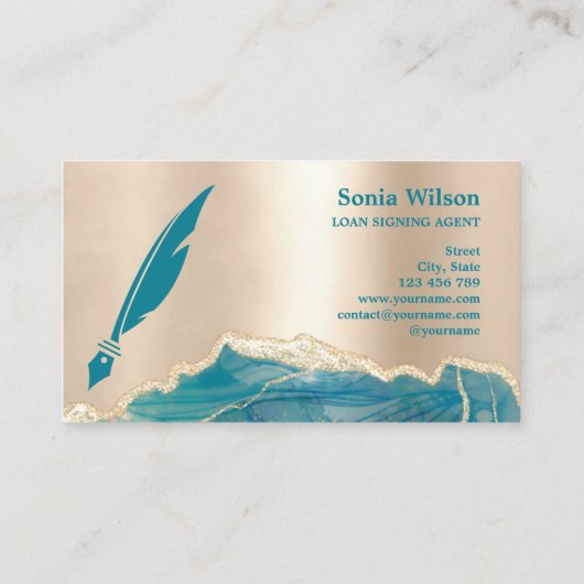 公証人ローン署名代理人モダンティール(緑がかった色)機関 名刺 (裏面)