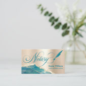 公証人ローン署名代理人モダンティール(緑がかった色)機関 名刺 (スタンド正面)