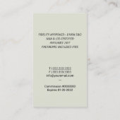 公証人ローン署名代理人金ゴールドクイルペン愛国者 名刺 (裏面)