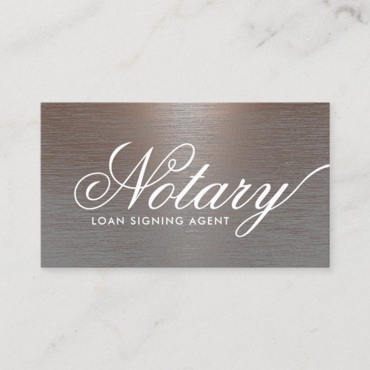 公証人ローン署名剤タイポグラフィ銅金属 名刺 (正面)