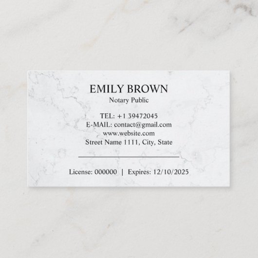 公証人ローン署名剤大理石写真インクキール 名刺 (裏面)