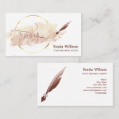 公証人ローン署名剤水カラー赤面ピンク 名刺 (正面/裏面)