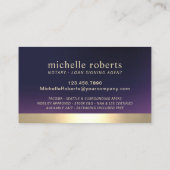 公証人ローン署名業者の金ゴールド縁ど深い紫 名刺 (裏面)