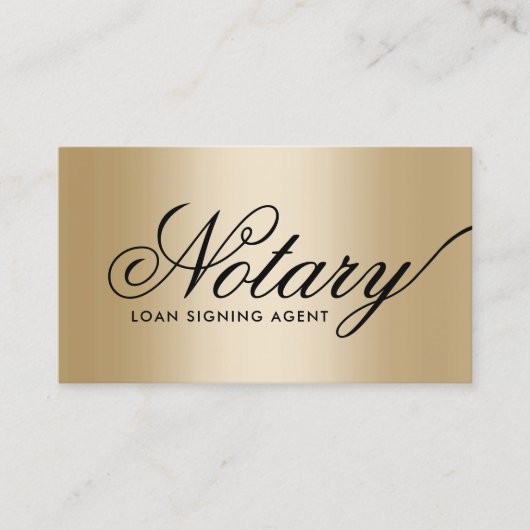公証人ローン署名業者エレガントタイポグラフィ金ゴールド 名刺 (正面)