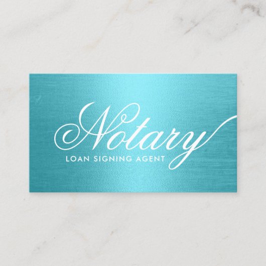 公証人ローン署名業者タイポグラフィターコイズ 名刺 (正面)