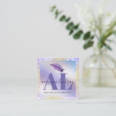 公証人ローン署名業者パープルグリッターモノグラム スクエア名刺 (スタンド正面)