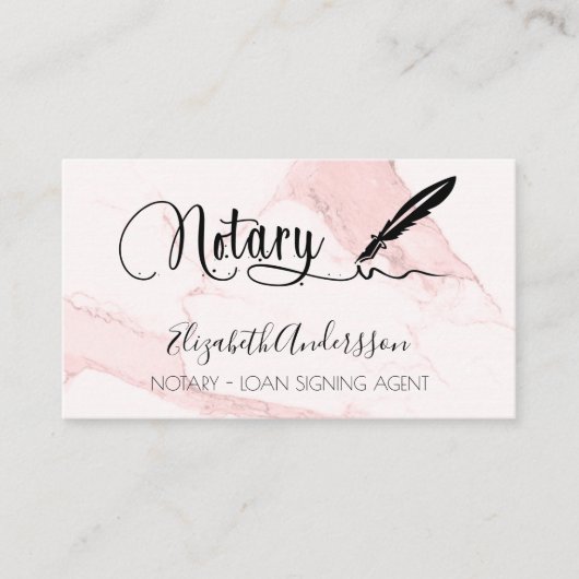 公証人ローン署名業者ピンク大理石の写真QR 名刺 (正面)
