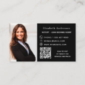 公証人ローン署名業者ブラックフォトQRロゴ 名刺 (裏面)