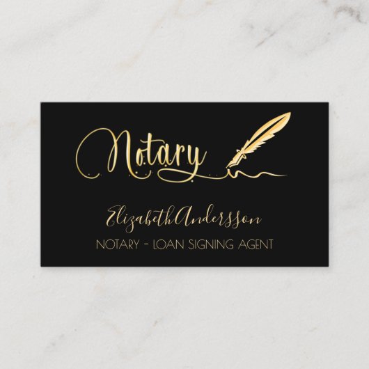 公証人ローン署名業者ブラック金ゴールド写真QRコード 名刺 (正面)