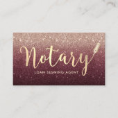 公証人ローン署名業者ブルゴーニュバラ金ゴールド グラデーション 名刺 (正面)